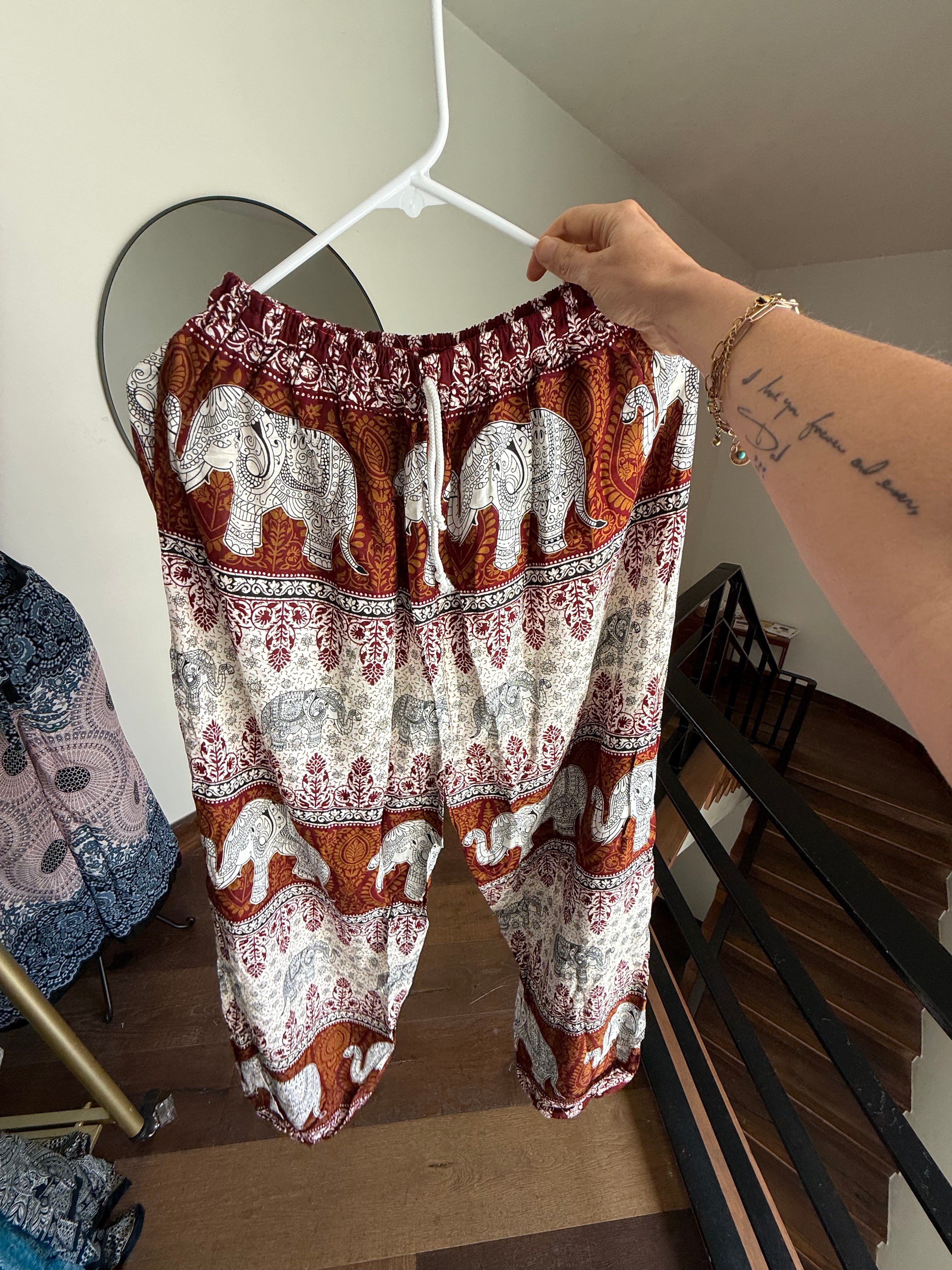 Maroon elephant pants