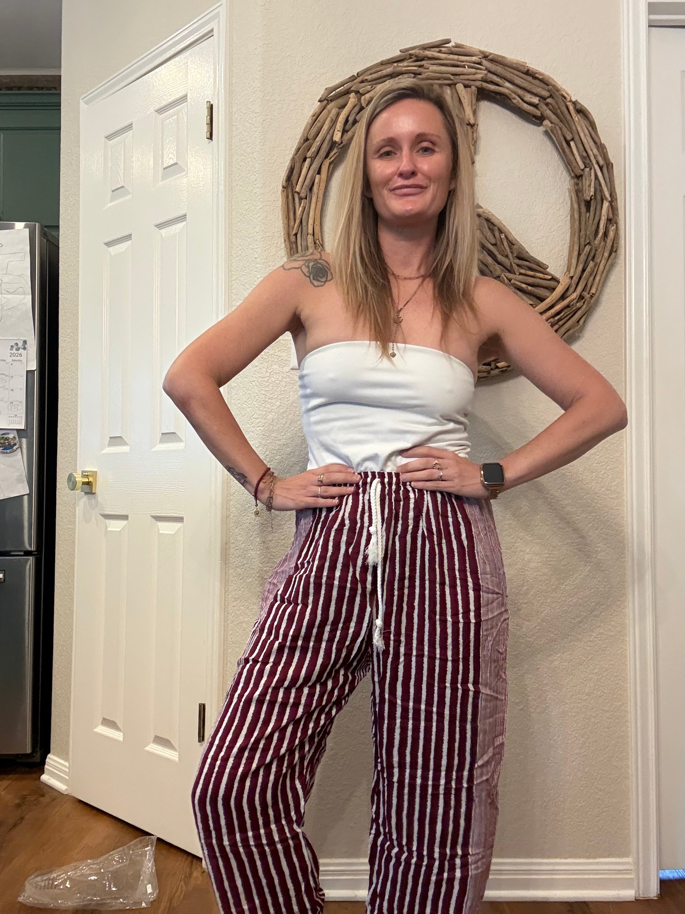 Red stripe pants