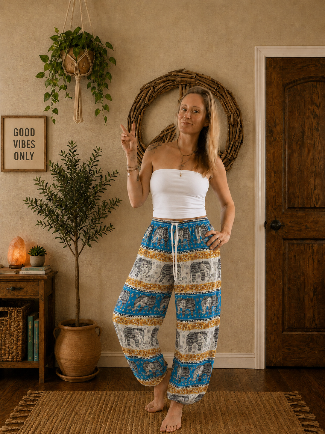 Blue elephant pants
