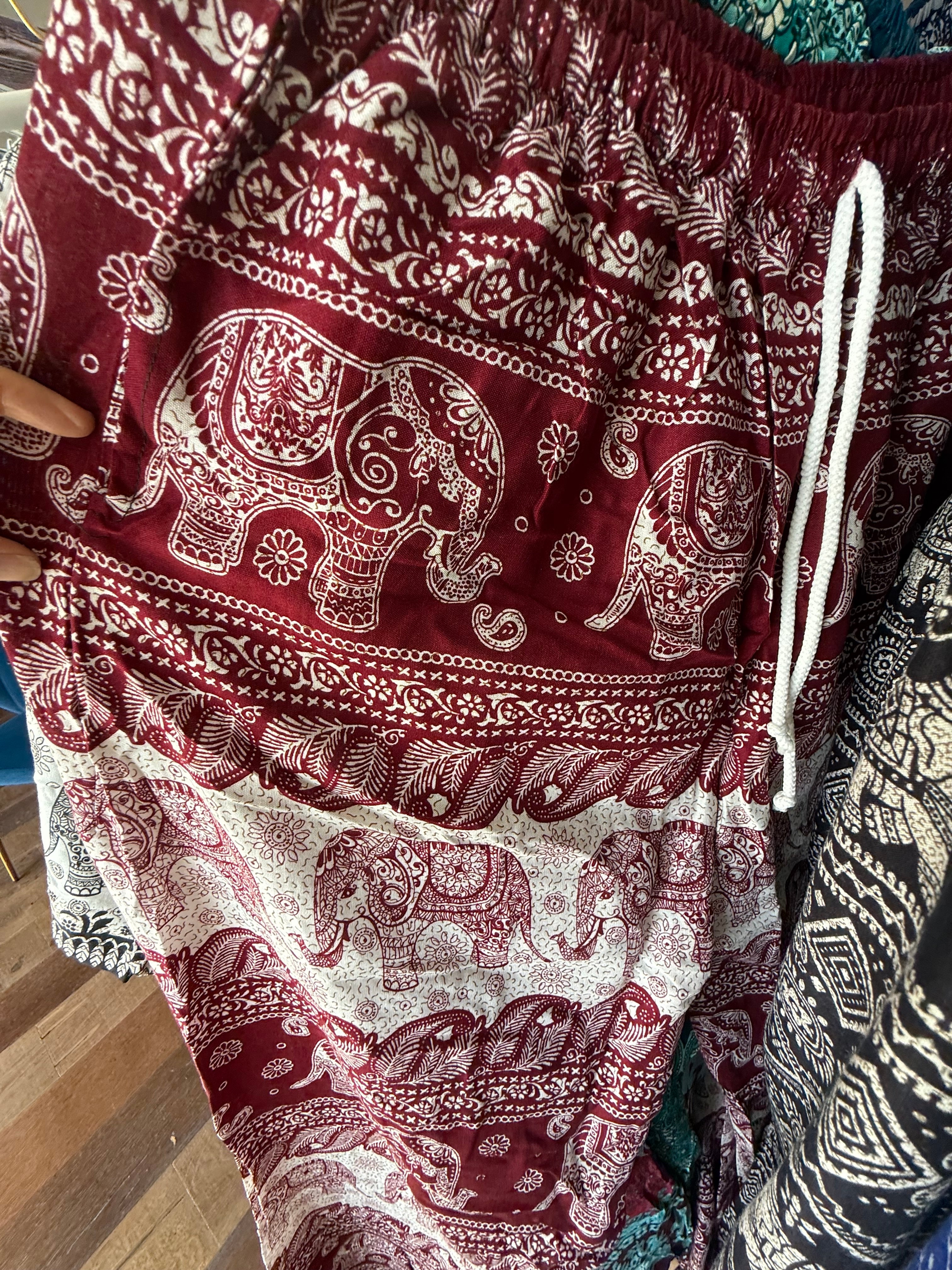 Maroon elephant pants