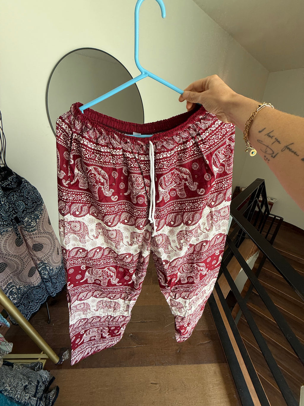 Maroon elephant pants