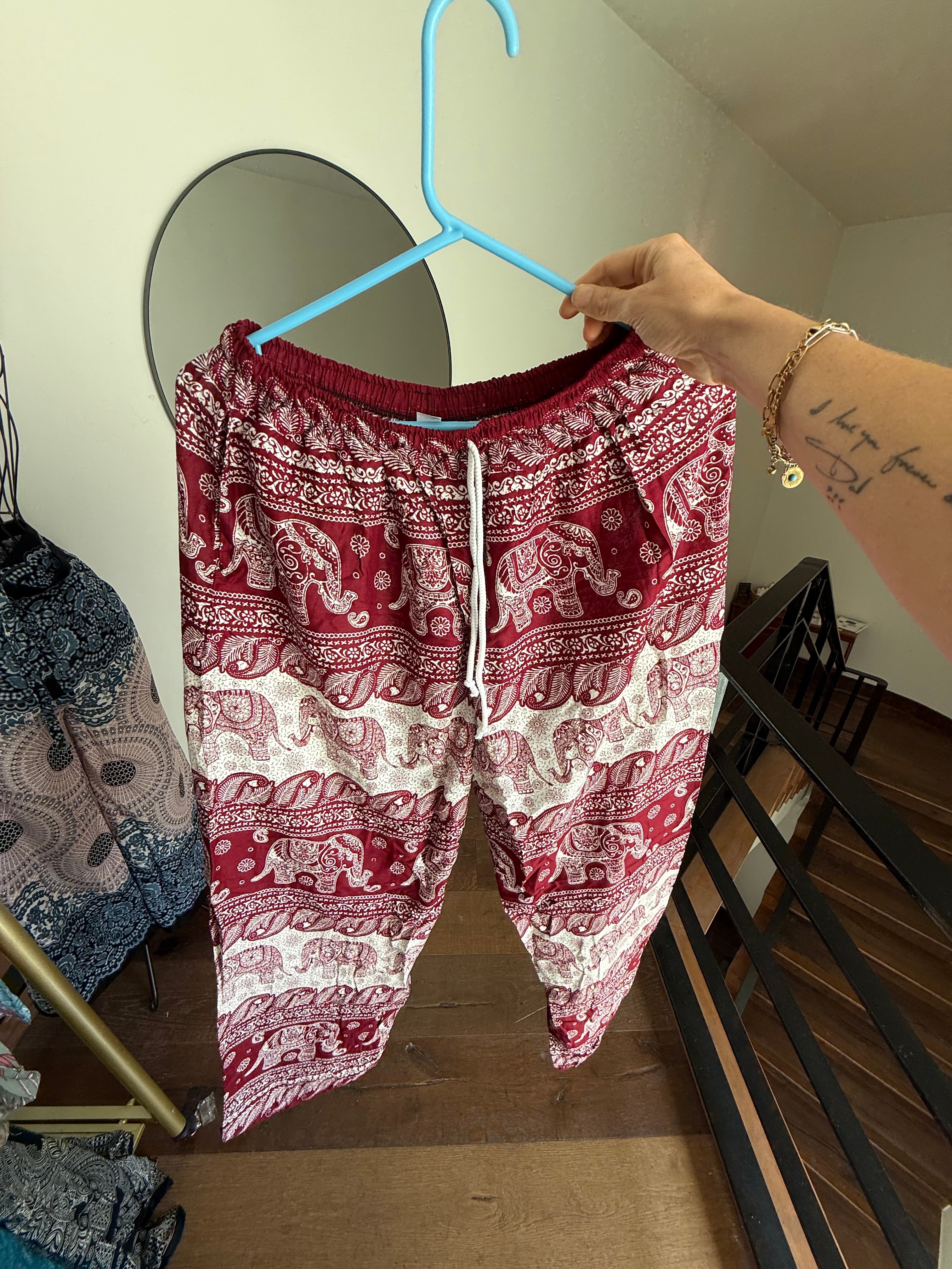 Maroon elephant pants