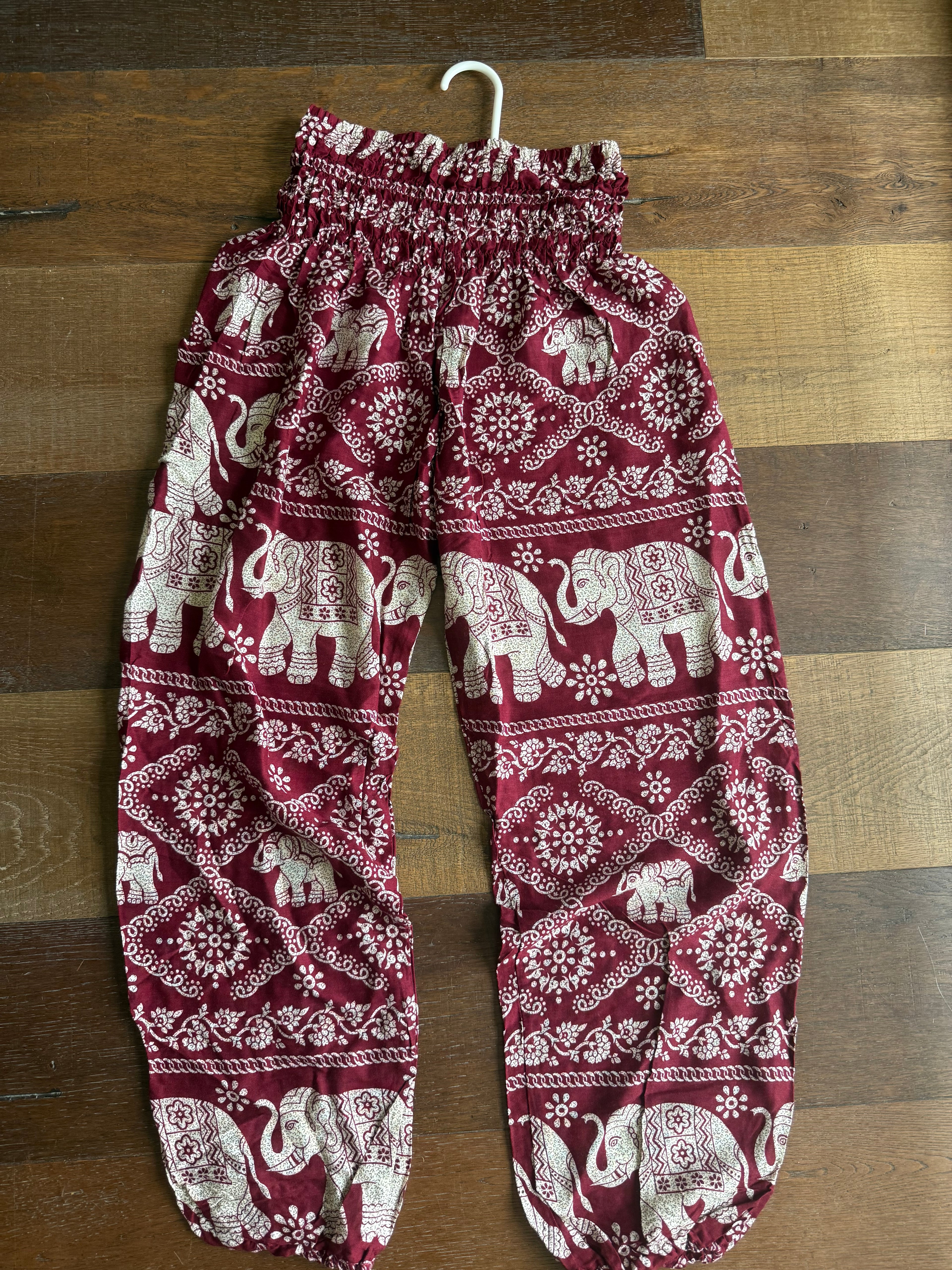 Maroon elephant pants