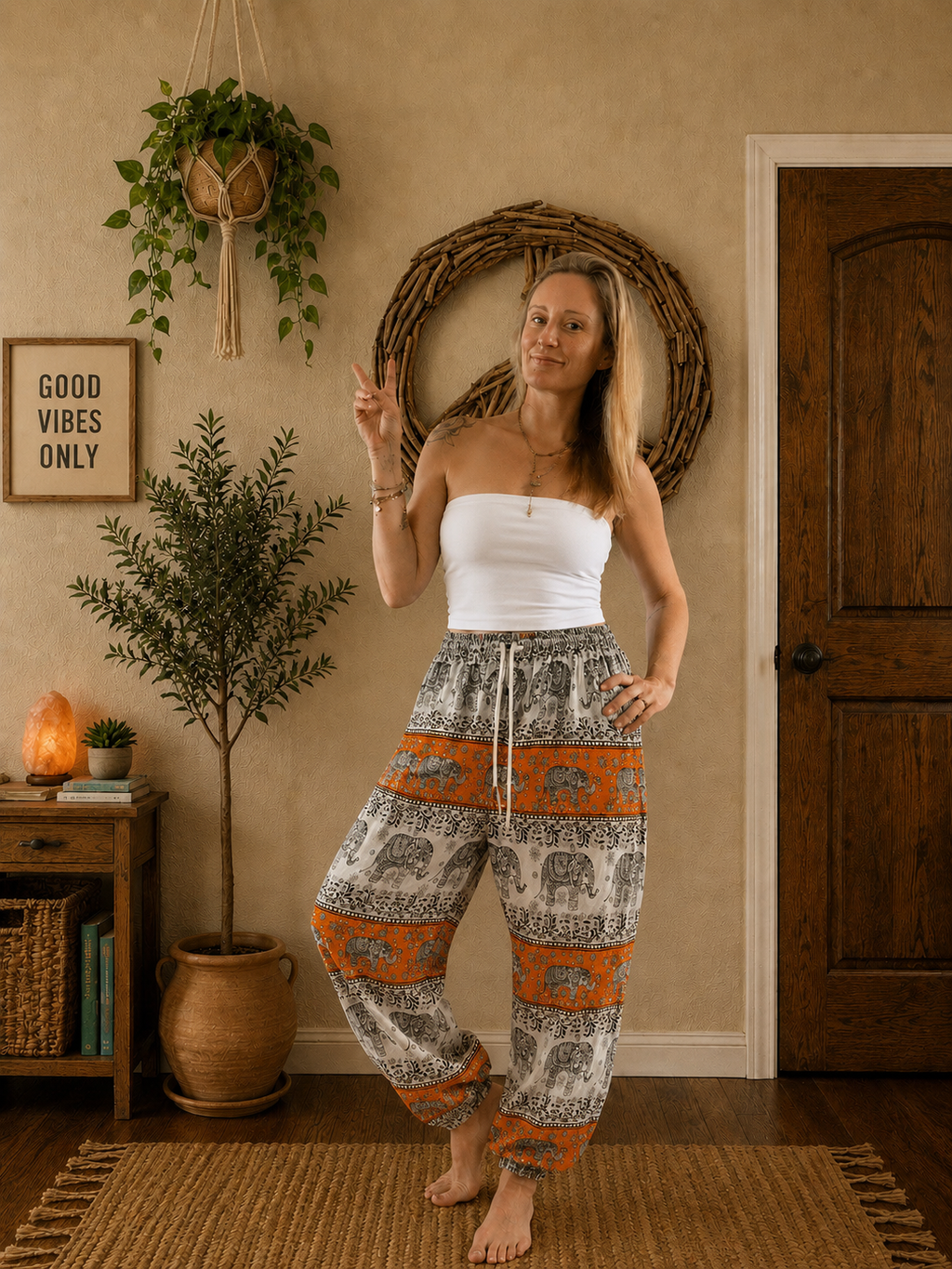 Orange elephant pants