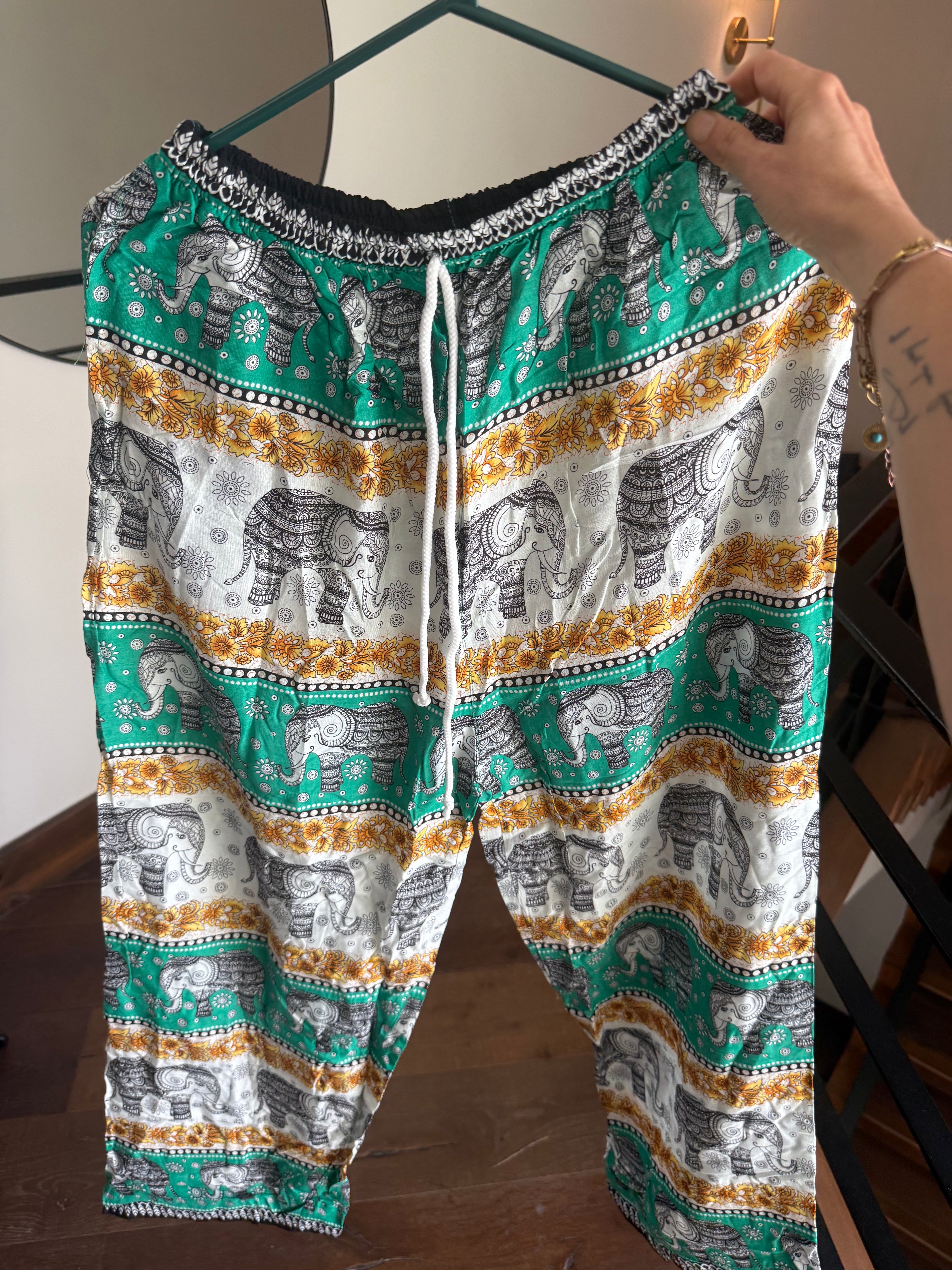 Green elephant pants